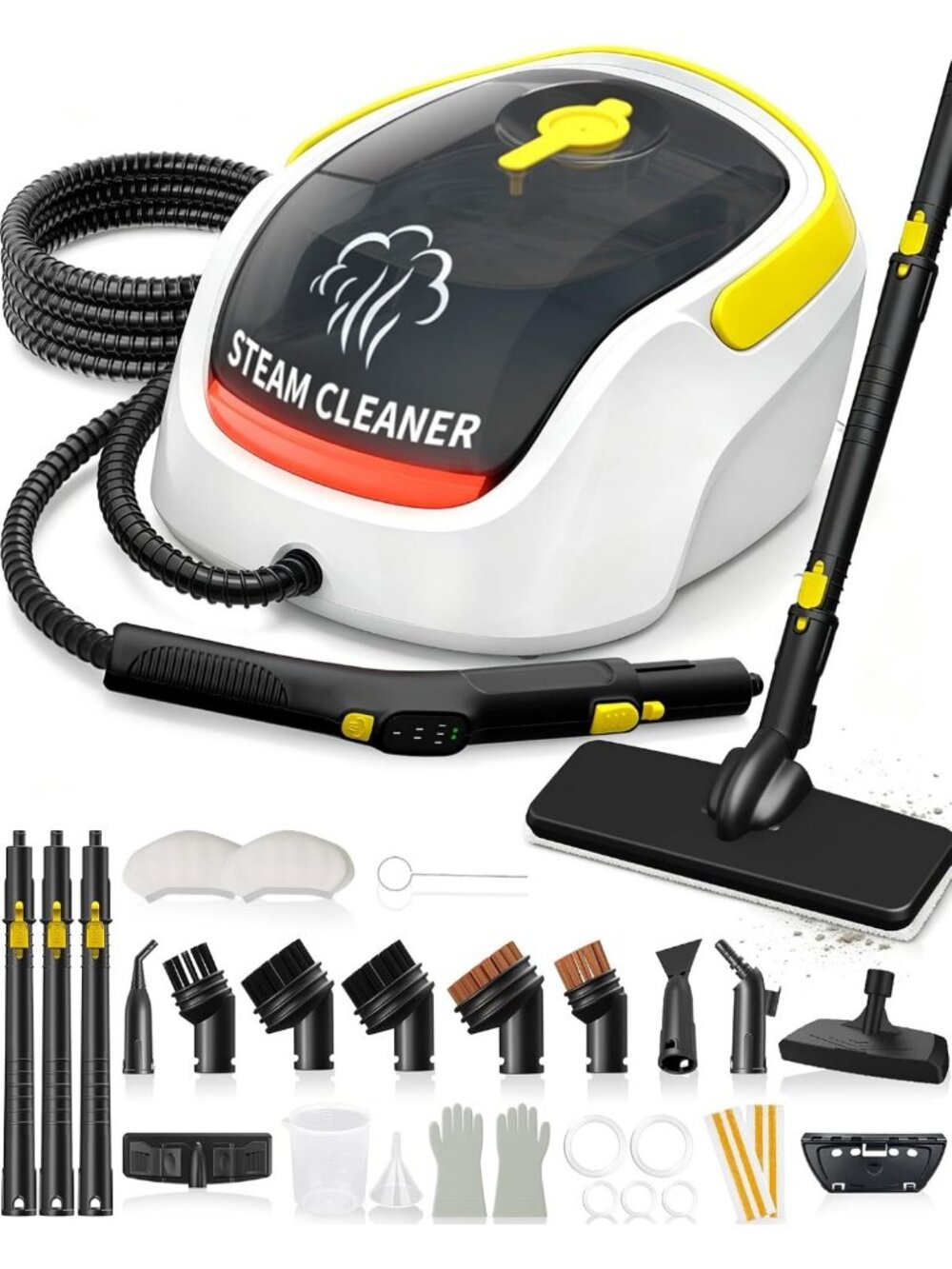 Steam Cleaner with Mop, Adjustable Handle, 25 Accessories for Deep Cleaning